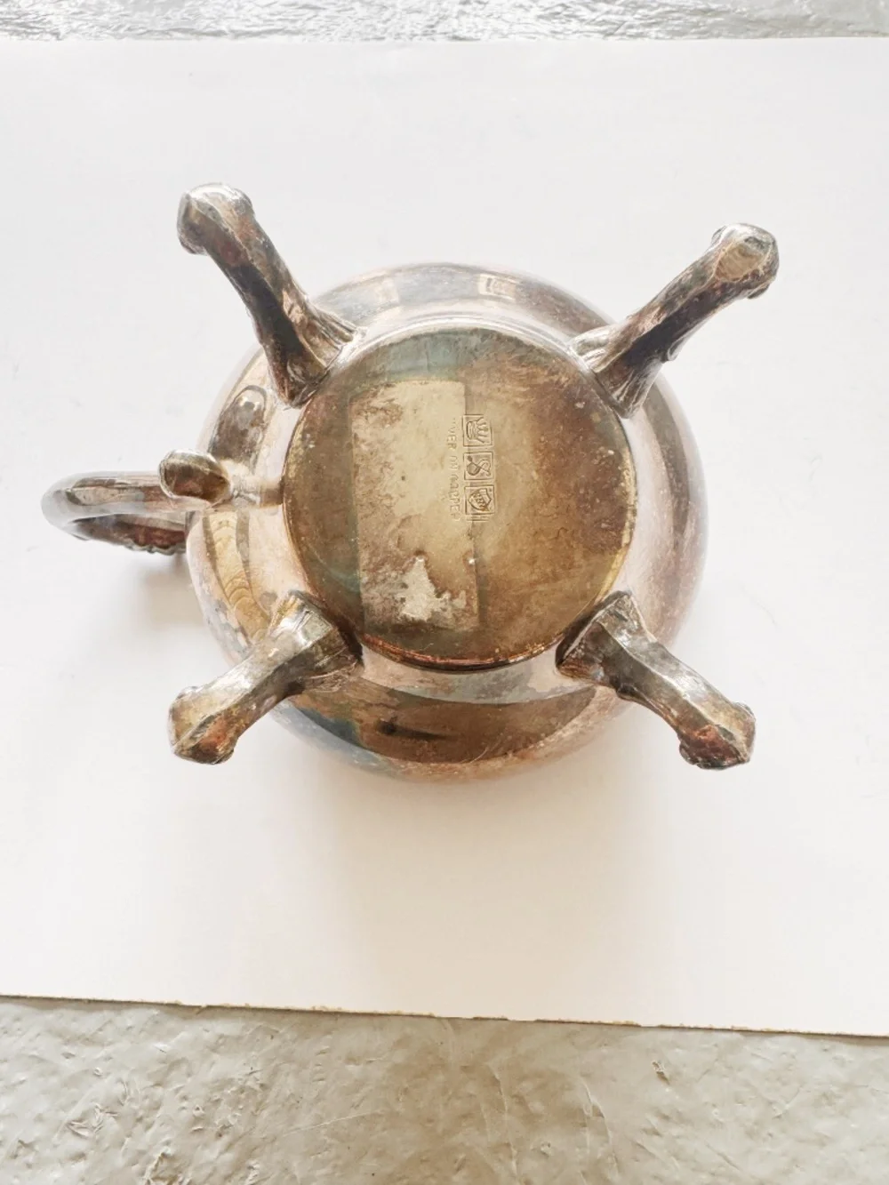 Vintage Sheridan Silver on Copper Footed Covered Sugar Bowl & Creamer Set